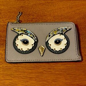 Kate Spade Card Case Holder Star Bright Owl Poppy Zip Sequin Organizer